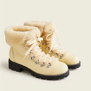 J. Crew Nordic Faux Fur Lined Boots in Soft Yellow Leather